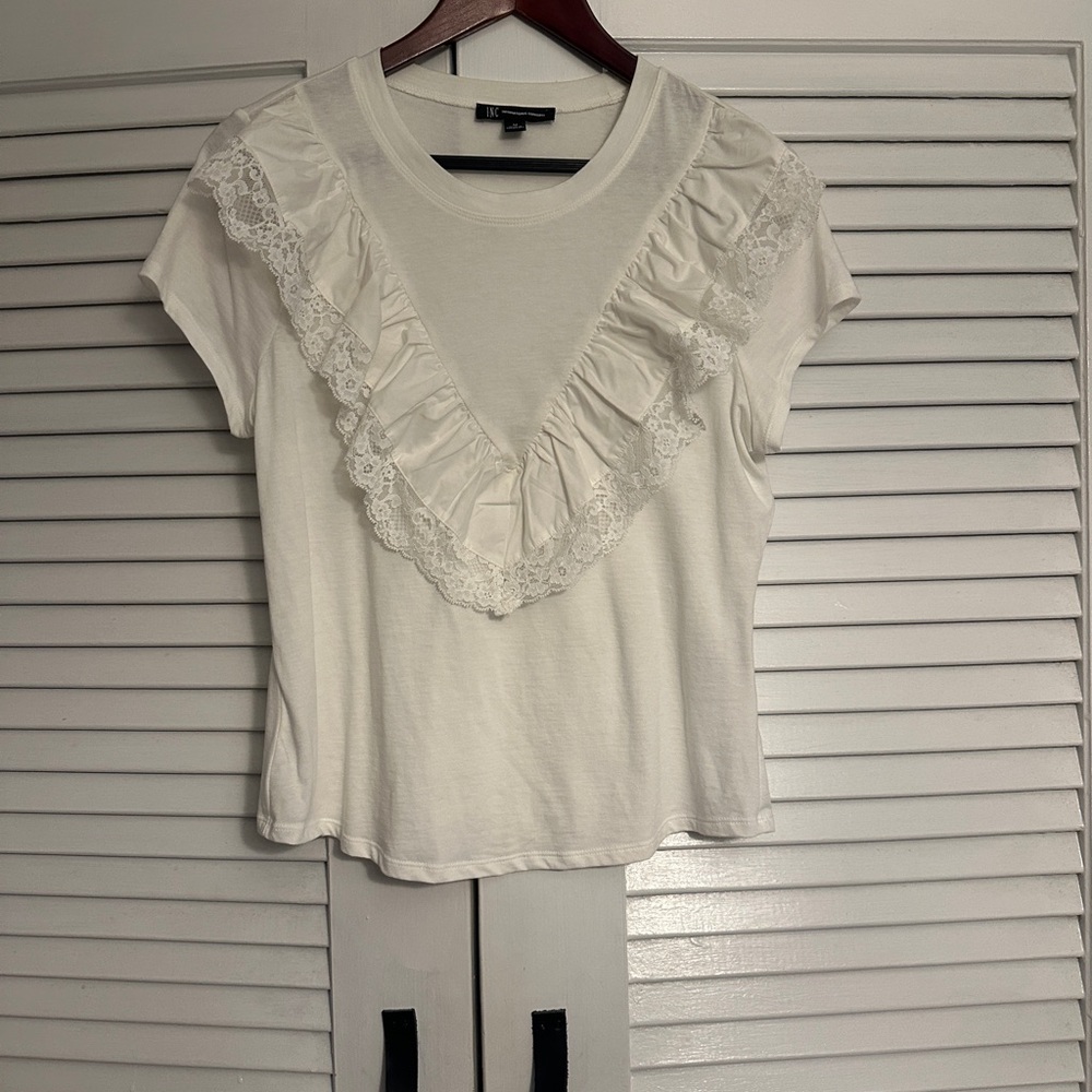 Inc Frilly Ruffle Lace T